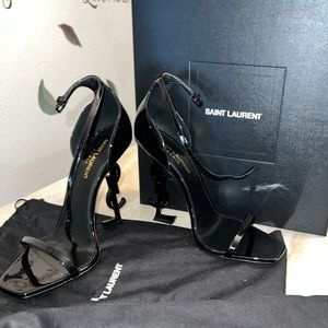 Saint Laurent Opyum YSL Black Patent Leather Sandal